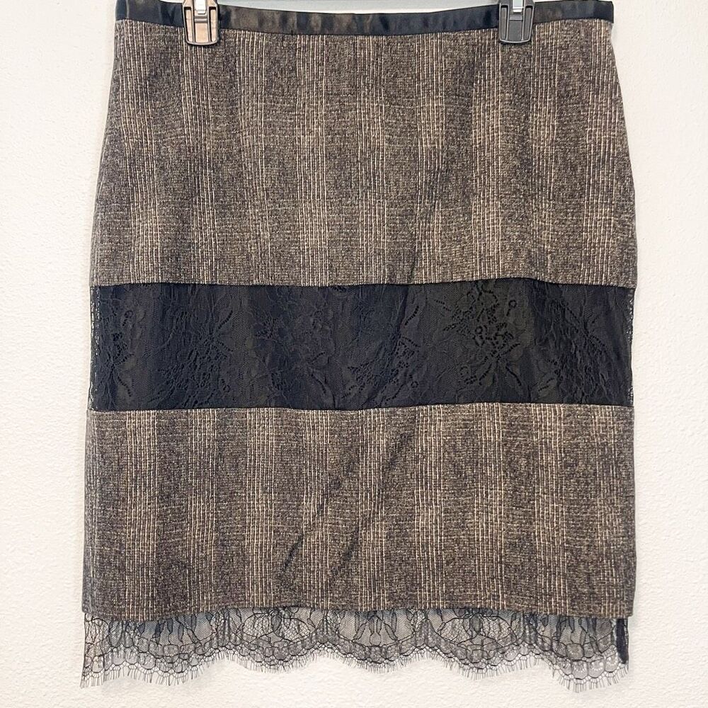 Vintage Body By Victoria Wool Plaid Lace Pencil Skirt‎ Size 10